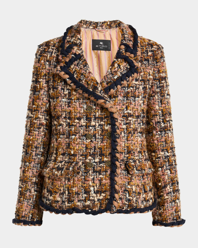 Metallic Tweed Double-Breasted Jacket